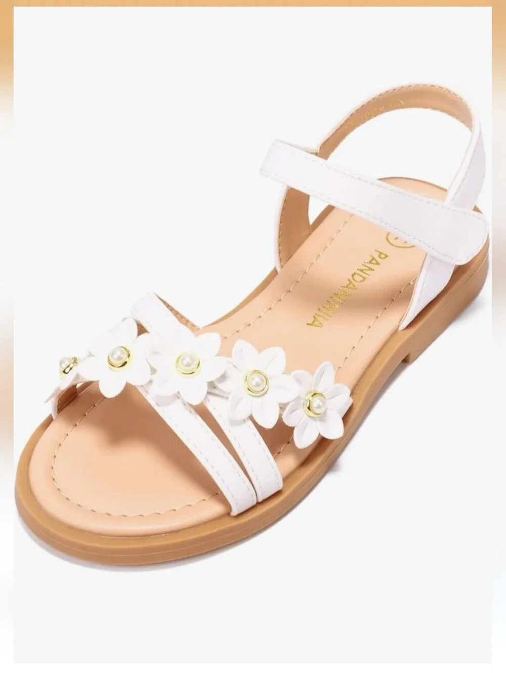 🤍 Like New! White Flower Sandals, Size 2